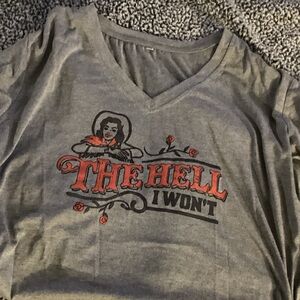 Gray V-Neck Graphic Women's Tee - Watch Out!